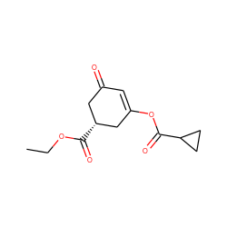 CCOC(=O)[C@@H]1CC(=O)C=C(OC(=O)C2CC2)C1 ZINC000013836349