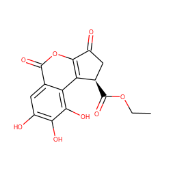 CCOC(=O)[C@@H]1CC(=O)c2oc(=O)c3cc(O)c(O)c(O)c3c21 ZINC000014860734