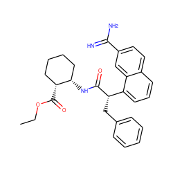 CCOC(=O)[C@@H]1CCCC[C@@H]1NC(=O)[C@@H](Cc1ccccc1)c1cccc2ccc(C(=N)N)cc12 ZINC000014951101