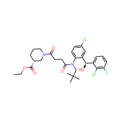 CCOC(=O)[C@@H]1CCCN(C(=O)CCC(=O)N(CC(C)(C)C)c2ccc(Cl)cc2[C@H](O)c2cccc(F)c2Cl)C1 ZINC000066066603