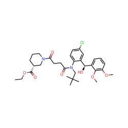 CCOC(=O)[C@@H]1CCCN(C(=O)CCC(=O)N(CC(C)(C)C)c2ccc(Cl)cc2[C@H](O)c2cccc(OC)c2OC)C1 ZINC000066076040