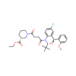 CCOC(=O)[C@@H]1CCCN(C(=O)CCC(=O)N(CC(C)(C)C)c2ccc(Cl)cc2[C@H](O)c2ccccc2OC)C1 ZINC000066075191