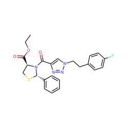 CCOC(=O)[C@@H]1CS[C@@H](c2ccccc2)N1C(=O)c1cn(CCc2ccc(F)cc2)nn1 ZINC000029044534