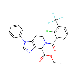 CCOC(=O)[C@@H]1c2ncn(-c3ccccc3)c2CCN1C(=O)c1cccc(C(F)(F)F)c1Cl ZINC000218544118