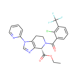 CCOC(=O)[C@@H]1c2ncn(-c3ccccn3)c2CCN1C(=O)c1cccc(C(F)(F)F)c1Cl ZINC000218543789