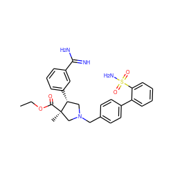 CCOC(=O)[C@]1(C)CN(Cc2ccc(-c3ccccc3S(N)(=O)=O)cc2)C[C@H]1c1cccc(C(=N)N)c1 ZINC000028223010