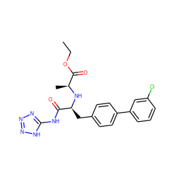 CCOC(=O)[C@H](C)N[C@@H](Cc1ccc(-c2cccc(Cl)c2)cc1)C(=O)Nc1nnn[nH]1 ZINC000117047286