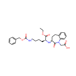 CCOC(=O)[C@H](CCCCNC(=O)OCc1ccccc1)N[C@H]1CCc2ccccc2N(CC(=O)O)C1=O ZINC000029342869