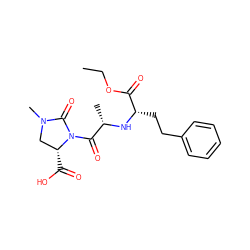 CCOC(=O)[C@H](CCc1ccccc1)N[C@@H](C)C(=O)N1C(=O)N(C)C[C@H]1C(=O)O ZINC000003784427