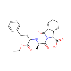 CCOC(=O)[C@H](CCc1ccccc1)N[C@H](C)C(=O)N1C(=O)[C@@H]2CCCC[C@@H]2[C@@H]1C(=O)O ZINC000169295354