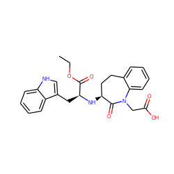 CCOC(=O)[C@H](Cc1c[nH]c2ccccc12)N[C@H]1CCc2ccccc2N(CC(=O)O)C1=O ZINC000029390033