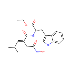 CCOC(=O)[C@H](Cc1c[nH]c2ccccc12)NC(=O)/C(=C/C(C)C)CC(=O)NO ZINC000013537468