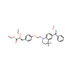 CCOC(=O)[C@H](Cc1ccc(OCCN2CCC(C)(C)c3cc(/C(=N\OC)c4ccccc4)ccc32)cc1)OCC ZINC000029039103