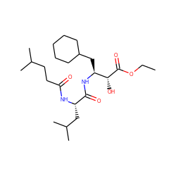 CCOC(=O)[C@H](O)[C@H](CC1CCCCC1)NC(=O)[C@H](CC(C)C)NC(=O)CCC(C)C ZINC000013488655