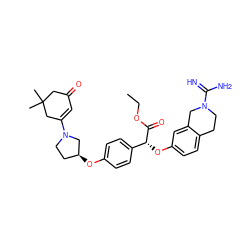 CCOC(=O)[C@H](Oc1ccc2c(c1)CN(C(=N)N)CC2)c1ccc(O[C@H]2CCN(C3=CC(=O)CC(C)(C)C3)C2)cc1 ZINC000003951373