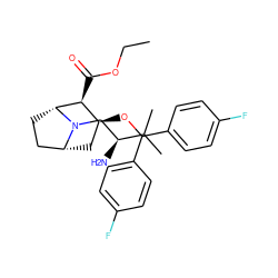 CCOC(=O)[C@H]1[C@@H](OC(c2ccc(F)cc2)c2ccc(F)cc2)C[C@@H]2CC[C@H]1N2C[C@H](N)C(C)C ZINC001772656205