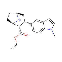 CCOC(=O)[C@H]1[C@@H](c2ccc3c(ccn3C)c2)C[C@@H]2CC[C@H]1N2 ZINC000027551416