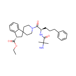 CCOC(=O)[C@H]1CC2(CCN(C(=O)[C@@H](CCCc3ccccc3)NC(=O)C(C)(C)N)CC2)c2ccccc21 ZINC000026395486