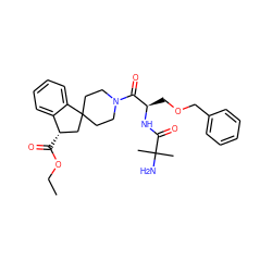 CCOC(=O)[C@H]1CC2(CCN(C(=O)[C@@H](COCc3ccccc3)NC(=O)C(C)(C)N)CC2)c2ccccc21 ZINC000026401942