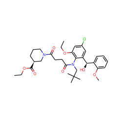 CCOC(=O)[C@H]1CCCN(C(=O)CCC(=O)N(CC(C)(C)C)c2c(OCC)cc(Cl)cc2[C@H](O)c2ccccc2OC)C1 ZINC000072114107