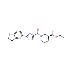 CCOC(=O)[C@H]1CCCN(C(=O)c2csc(-c3ccc4c(c3)CCO4)n2)C1 ZINC000001033479