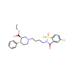 CCOC(=O)[C@H]1CN(CCCCN2C(=O)c3cc(Cl)ccc3S2(=O)=O)CC[C@@H]1c1ccccc1 ZINC000026505762