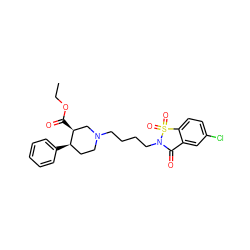 CCOC(=O)[C@H]1CN(CCCCN2C(=O)c3cc(Cl)ccc3S2(=O)=O)CC[C@H]1c1ccccc1 ZINC000003936601