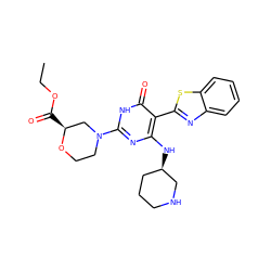 CCOC(=O)[C@H]1CN(c2nc(N[C@@H]3CCCNC3)c(-c3nc4ccccc4s3)c(=O)[nH]2)CCO1 ZINC001772637867