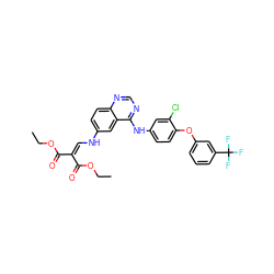 CCOC(=O)C(=CNc1ccc2ncnc(Nc3ccc(Oc4cccc(C(F)(F)F)c4)c(Cl)c3)c2c1)C(=O)OCC ZINC000473147586