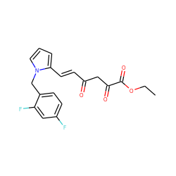 CCOC(=O)C(=O)CC(=O)/C=C/c1cccn1Cc1ccc(F)cc1F ZINC000102220866