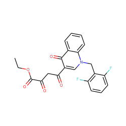 CCOC(=O)C(=O)CC(=O)c1cn(Cc2c(F)cccc2F)c2ccccc2c1=O ZINC000103219312