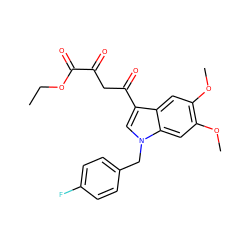 CCOC(=O)C(=O)CC(=O)c1cn(Cc2ccc(F)cc2)c2cc(OC)c(OC)cc12 ZINC000102819906