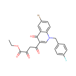 CCOC(=O)C(=O)CC(=O)c1cn(Cc2ccc(F)cc2)c2ccc(Br)cc2c1=O ZINC000101817053