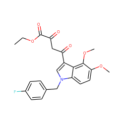 CCOC(=O)C(=O)CC(=O)c1cn(Cc2ccc(F)cc2)c2ccc(OC)c(OC)c12 ZINC000102820309