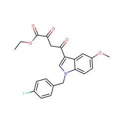 CCOC(=O)C(=O)CC(=O)c1cn(Cc2ccc(F)cc2)c2ccc(OC)cc12 ZINC000101464223