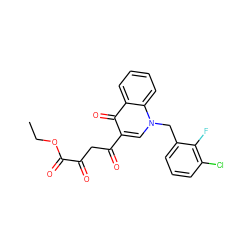 CCOC(=O)C(=O)CC(=O)c1cn(Cc2cccc(Cl)c2F)c2ccccc2c1=O ZINC000473165436