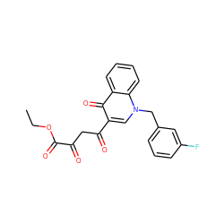 CCOC(=O)C(=O)CC(=O)c1cn(Cc2cccc(F)c2)c2ccccc2c1=O ZINC000103219307