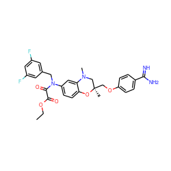 CCOC(=O)C(=O)N(Cc1cc(F)cc(F)c1)c1ccc2c(c1)N(C)C[C@@](C)(COc1ccc(C(=N)N)cc1)O2 ZINC000072177508