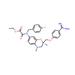 CCOC(=O)C(=O)N(Cc1ccc(F)cc1)c1ccc2c(c1)O[C@@](C)(COc1ccc(C(=N)N)cc1)CN2C ZINC000073258960