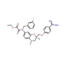 CCOC(=O)C(=O)N(Cc1cccc(F)c1)c1ccc2c(c1)O[C@@](C)(COc1ccc(C(=N)N)cc1)CN2C ZINC000073259153