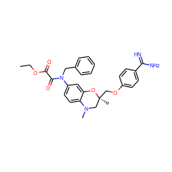 CCOC(=O)C(=O)N(Cc1ccccc1)c1ccc2c(c1)O[C@@](C)(COc1ccc(C(=N)N)cc1)CN2C ZINC000040861498