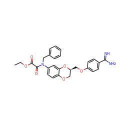 CCOC(=O)C(=O)N(Cc1ccccc1)c1ccc2c(c1)O[C@@H](COc1ccc(C(=N)N)cc1)CO2 ZINC000049525687