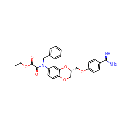 CCOC(=O)C(=O)N(Cc1ccccc1)c1ccc2c(c1)O[C@H](COc1ccc(C(=N)N)cc1)CO2 ZINC000049537192