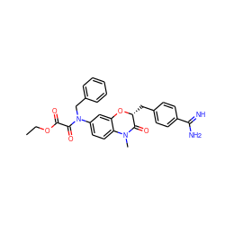 CCOC(=O)C(=O)N(Cc1ccccc1)c1ccc2c(c1)O[C@H](Cc1ccc(C(=N)N)cc1)C(=O)N2C ZINC000040401114