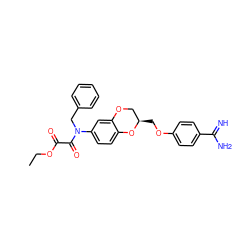 CCOC(=O)C(=O)N(Cc1ccccc1)c1ccc2c(c1)OC[C@@H](COc1ccc(C(=N)N)cc1)O2 ZINC000095565929