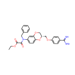 CCOC(=O)C(=O)N(Cc1ccccc1)c1ccc2c(c1)OC[C@H](COc1ccc(C(=N)N)cc1)O2 ZINC000095564490