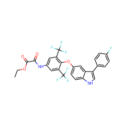 CCOC(=O)C(=O)Nc1cc(C(F)(F)F)c(Oc2ccc3[nH]cc(-c4ccc(F)cc4)c3c2)c(C(F)(F)F)c1 ZINC000028355153