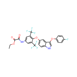 CCOC(=O)C(=O)Nc1cc(C(F)(F)F)c(Oc2ccc3[nH]cc(Oc4ccc(F)cc4)c3c2)c(C(F)(F)F)c1 ZINC000028332983