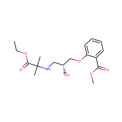 CCOC(=O)C(C)(C)NC[C@@H](O)COc1ccccc1C(=O)OC ZINC000029209350