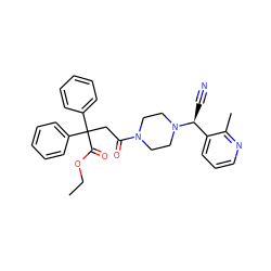 CCOC(=O)C(CC(=O)N1CCN([C@@H](C#N)c2cccnc2C)CC1)(c1ccccc1)c1ccccc1 ZINC000013833197